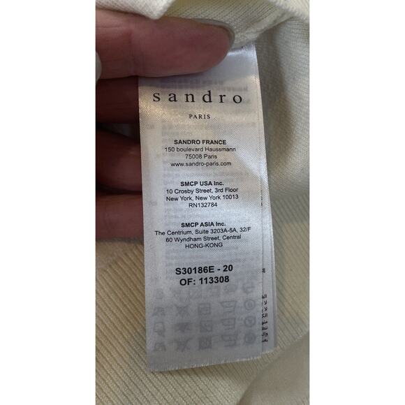 Sandro Paris Sweater Striped Slogan World Lovers Size 1/S US Multicolor Pullover - Picture 13 of 16